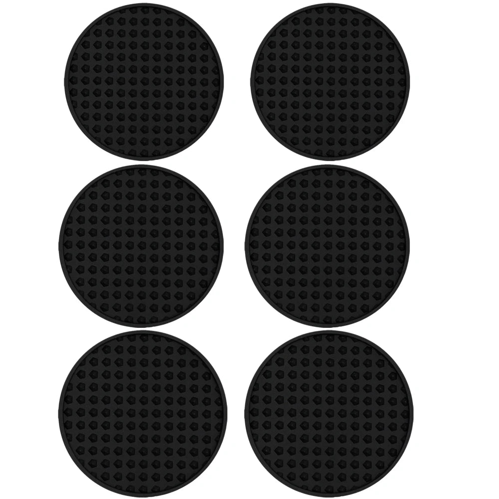 coasters silicone noirs texture moderne 10cm diamètre 12pcs opaques points uniformes