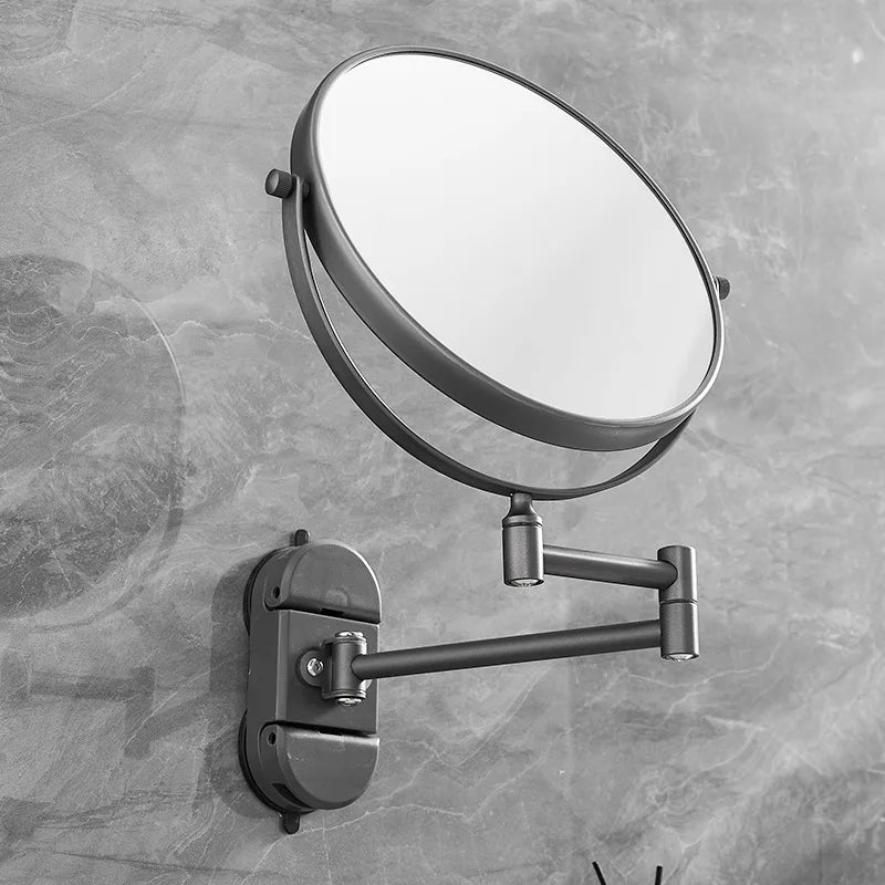 miroir cosmétique pliable gris métallisé moderne système ventouse facile installer