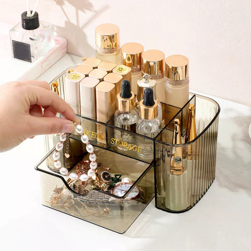 organisateur transparent compartiments multiples boîte rangement makeup storage stylos pinceaux maquillage bijoux transparent moderne