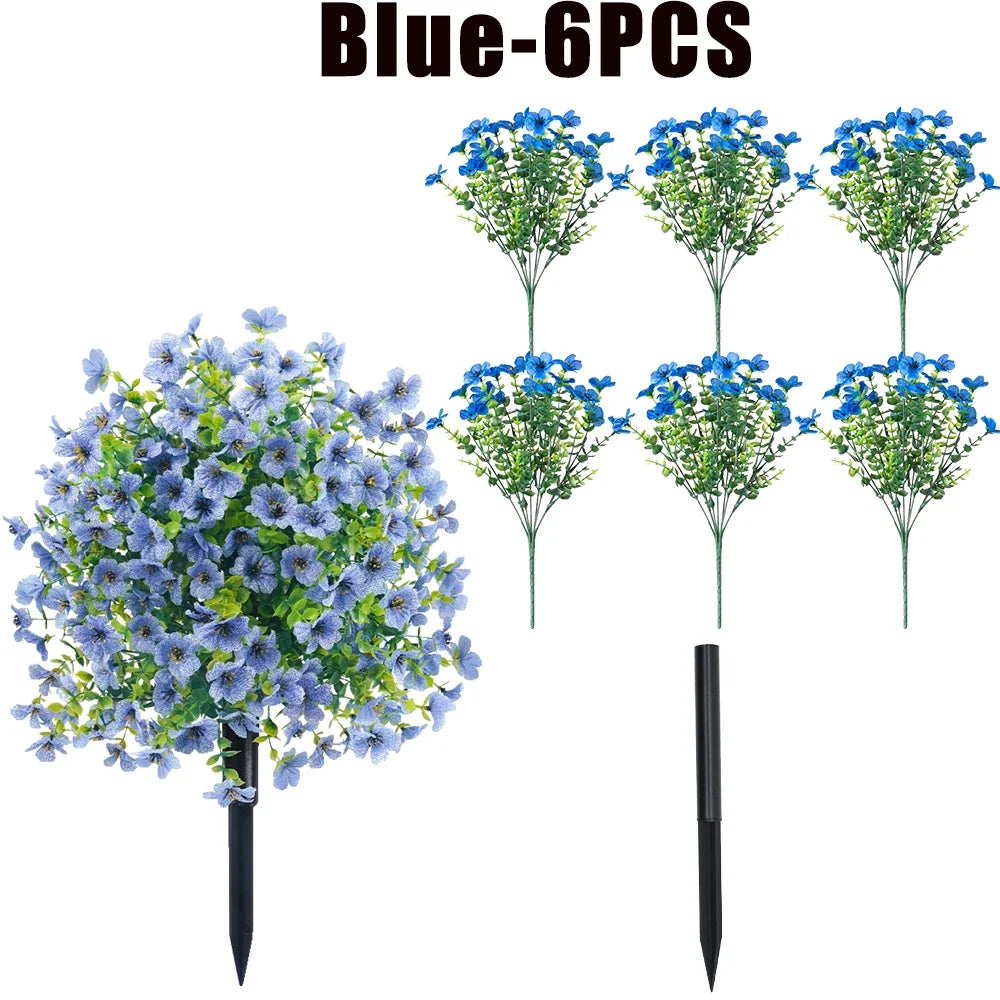 bouquets artificiels violet vert modernes decoration exterieure intérieure 35cm fleurs feuilles