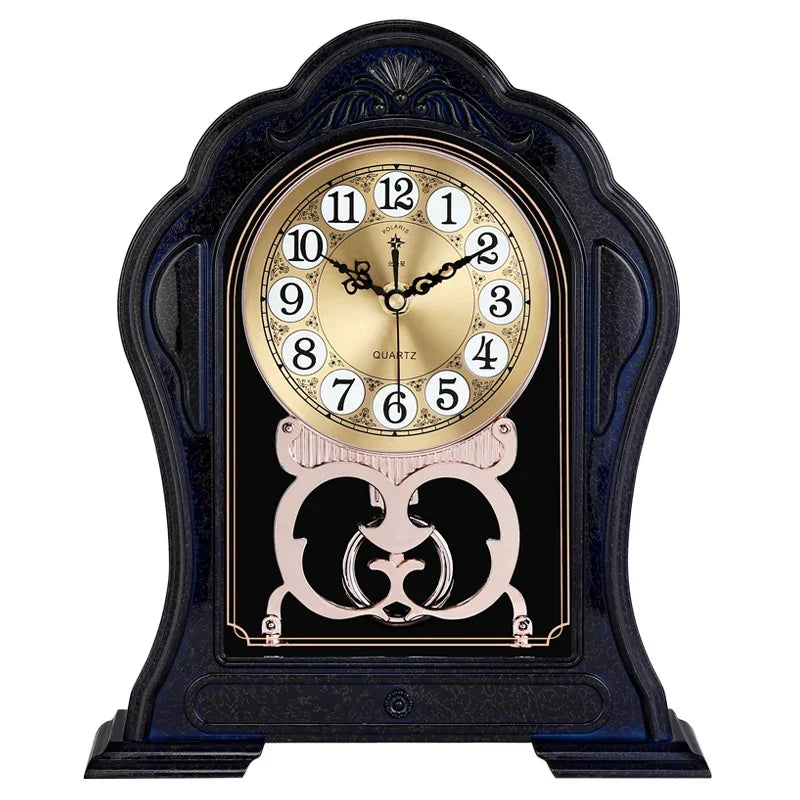 horloge décorative marron foncé rétro chiffres arabes transparente fleurs artificielles vintage européenne