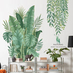sticker mural décoration feuilles plantes tropicales aquarelle naturel moderne 30x90cm