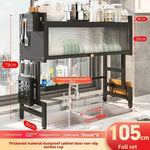 support cuisine acier noir moderne rangement vaisselle couteaux serviettes verres tampons plats découpe