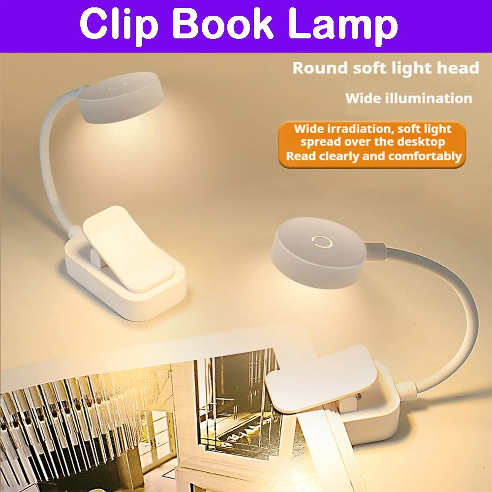 lampe lecture led portable pince blanche réglable protection yeux étudiant