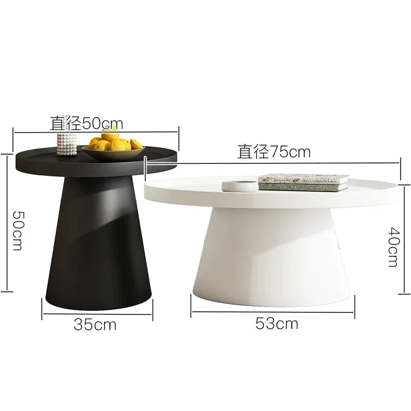 table basse moderne minimaliste ronde fer noir blanc salon maison