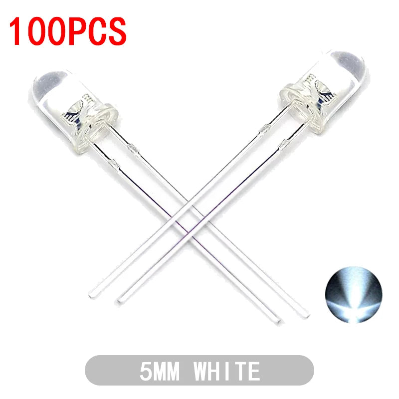 ampoules led transparentes 5mm blanc rouge jaune bleu vert 100 pièces haute qualité