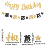 guirlande fête anniversaire or noir lettres étoiles élégante tringle fixée enfants festives