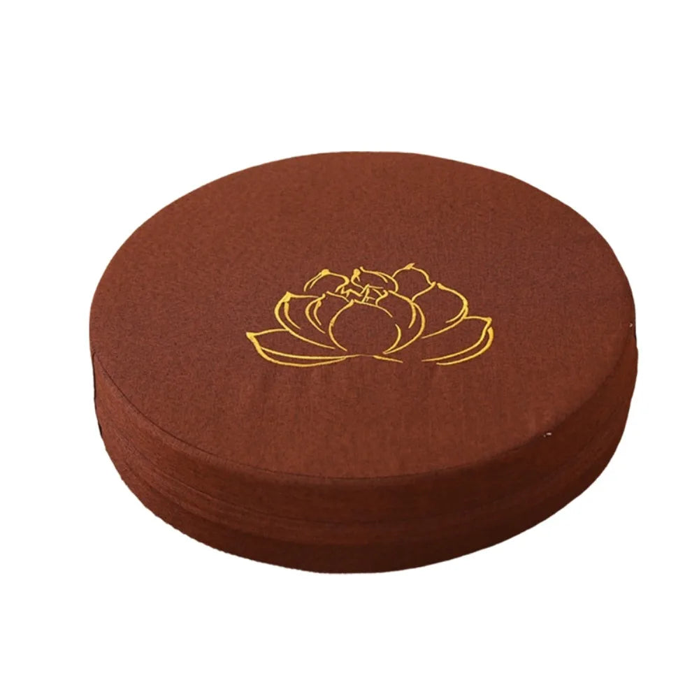 coussin méditation yoga rond broderie fleur lotus mousse épaisse siège salon japonais
