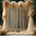rideau mariage beige rouge blanc bleu clair translucide classique élégant 6m 75cm