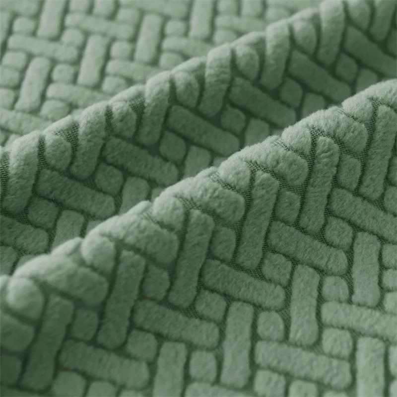 housses canapé anti poussière motif géométrique vert modernes pièces fixées tissu polyestère machine lavable