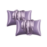 protège oreiller satin violet rose noir champagne moderne doux lit coton polyester