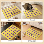 tapis moderne antidérapant géométrique jaune violet sol extérieur légèrement rugueux adhésif