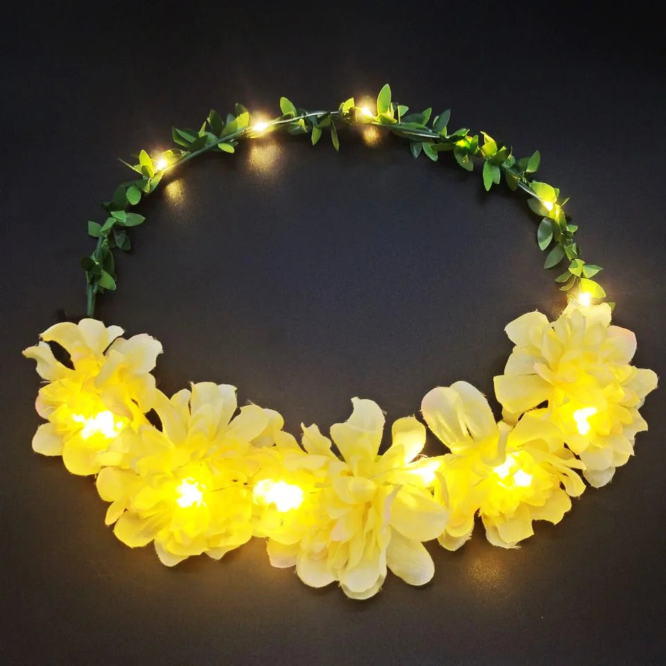 couronne fleurs lumineuse rose blanche violet occasion fête anniversaire mariage romantique festive