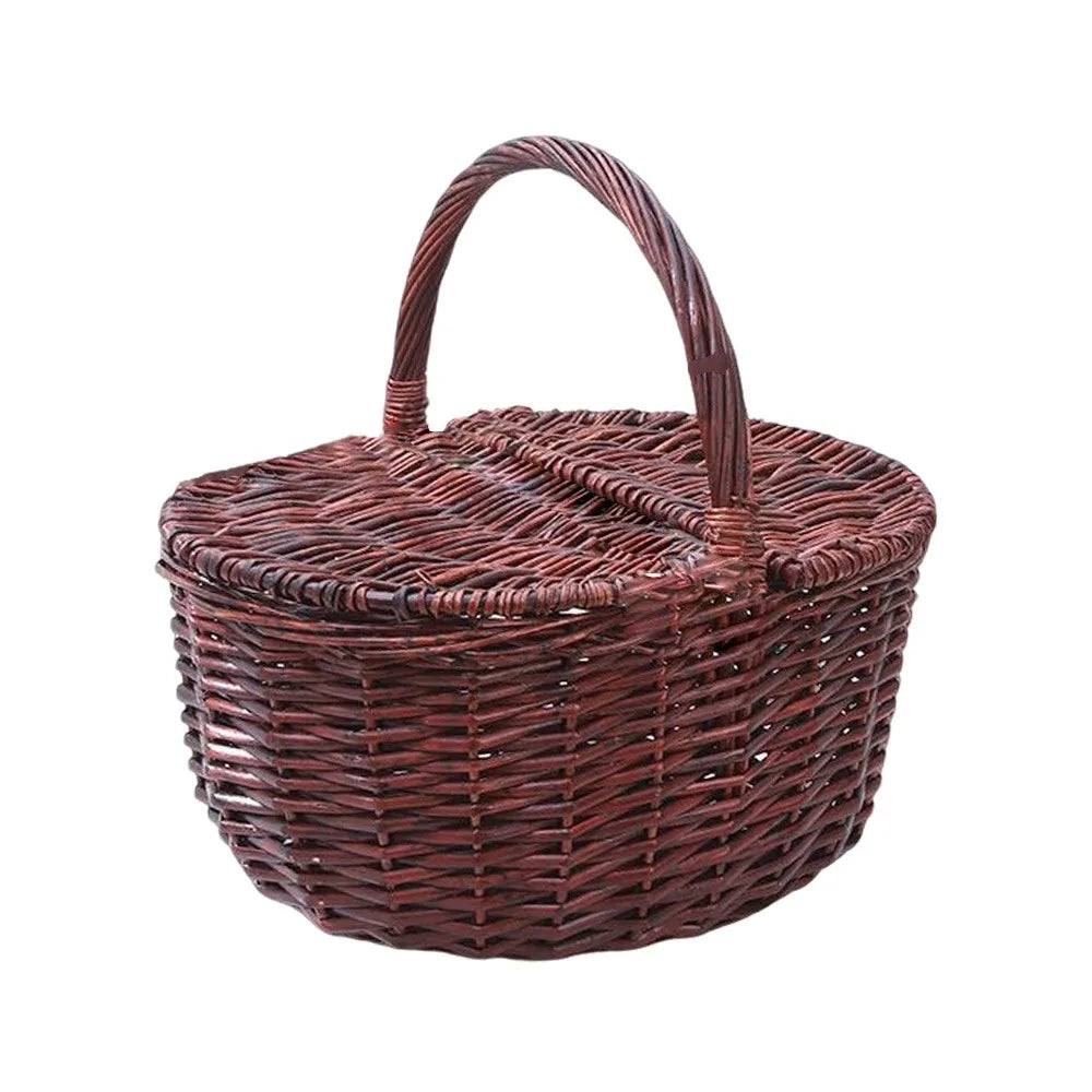 panier tressé marron blanc rangement fruits légumes poignée empilable utilisation multiple traditionnel