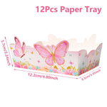 boîtes pop corn décoratives papillons rose violet doré fête anniversaire mariage baptême fille