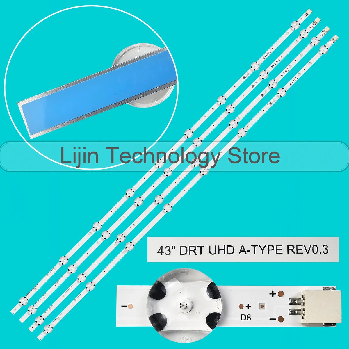 ruban led blanc bleu moderne adhésif connecteur polarité d7 d8 a1 type 43 rev0.3