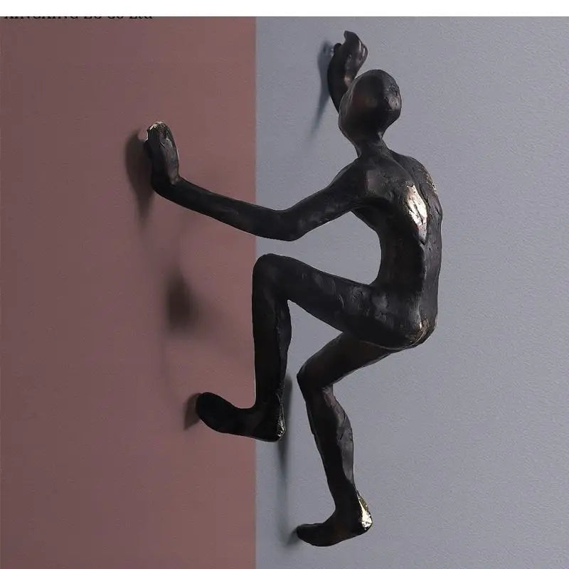 décoration murale sculpture personnes grimpant noir abstraite moderne résine opaque adhésif salon bar noël