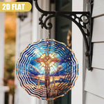 Décoration extérieure spinner métallique multicolore floral artisanal diamètre 25cm jardin balcon