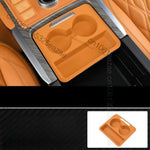 organisateur rangement voiture orange texture cuir moderne adhésif compartiments tasses objets smartphone