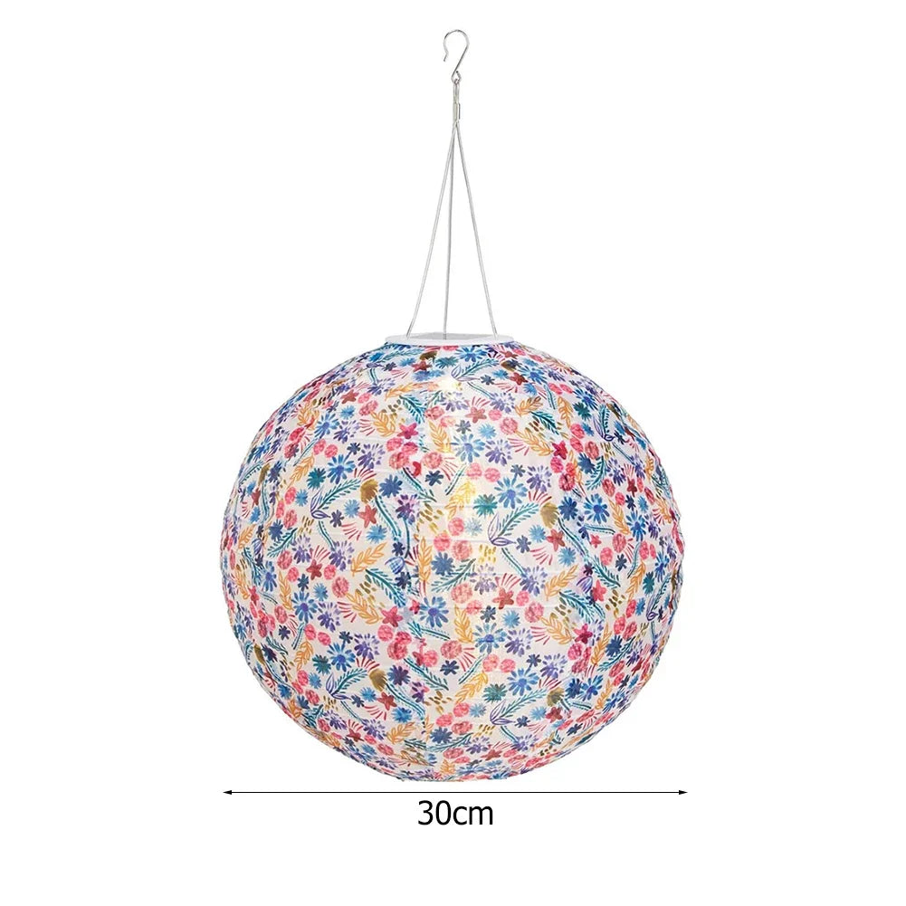 boule lumineuse multicolore imprimée floral moderne crochets métalliques led solarextérieur