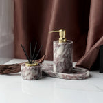 ensemble salle bain marbre calacatta viola violet distributeur savon pot pinceaux plateau moderne élégant