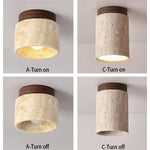 lampe moderne bois beige brun foncé texture granulée lumière chaude neutre blanc