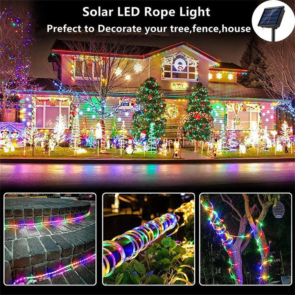 guirlande lumineuse solaire 200 led multicolore moderne 20m ip65