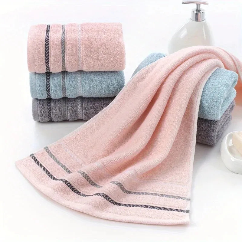 serviette bain coton polyester rayures modernes gris bleu rose rapide absorption durable