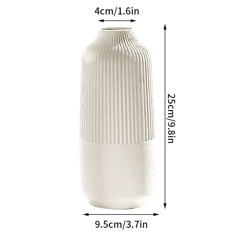 vases modernes orange blanc vert rayures horizontales opaques décoration intérieure papier bougie fleurs artificielles