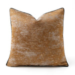coussin carré brodé fleur dorée nordique marron clair noir élégant décoration maison 45x45cm 50x50cm