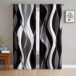 rideau moderne panneaux polyester noir blanc gris rayures ondulées salon chambre coucher