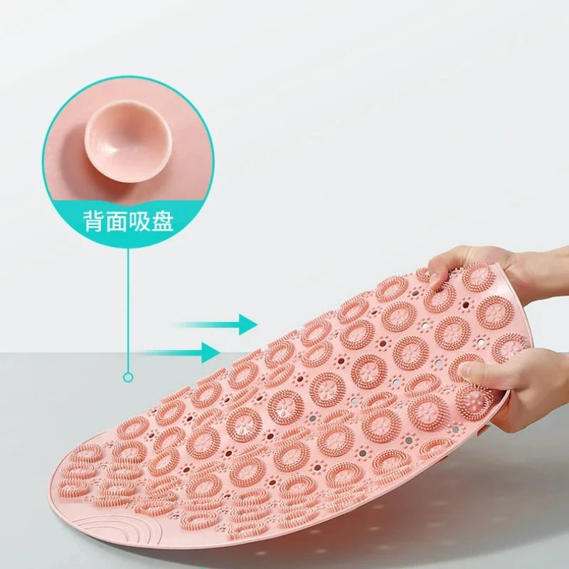 tapis bain antidérapant rose bleu rondelles floraux ventouses adhésives moderne pratique douche bain sécurité