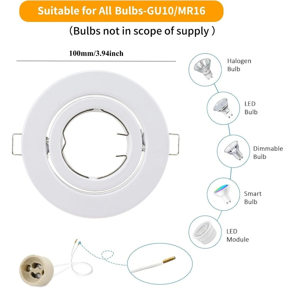 spots led blancs encastrables rond métal moderne gu10 mr16 clips facile 100mm flux lumineux
