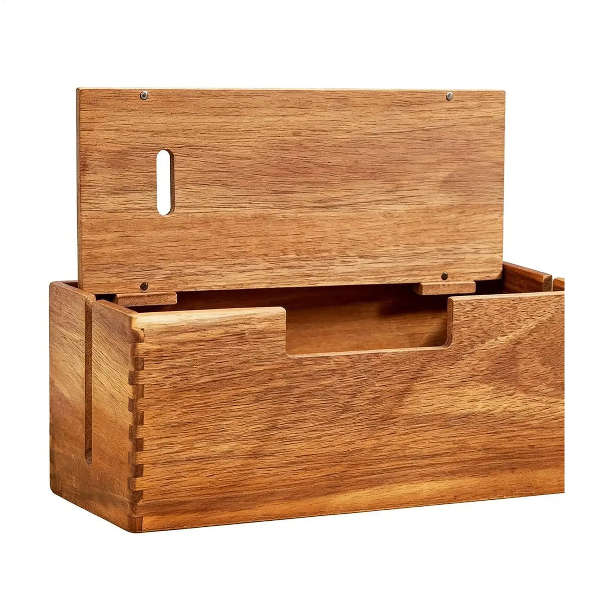 boîte rangement câbles smartphone chargeur minimaliste moderne marron clair bois organisation sans fil eléctroniques