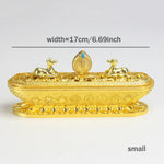 boîte encens métal bronze ornements floraux salon décoration artisanale intérieure doré motifs animaux traditionnels