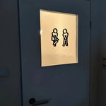 décorations minimalistes adhésives symboles toilettes noir silhouettes personnes porte wc salle bain