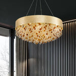 suspension lumineuse moderne doré marron clair translucides brillantes élégante chaînes fixées inclusées