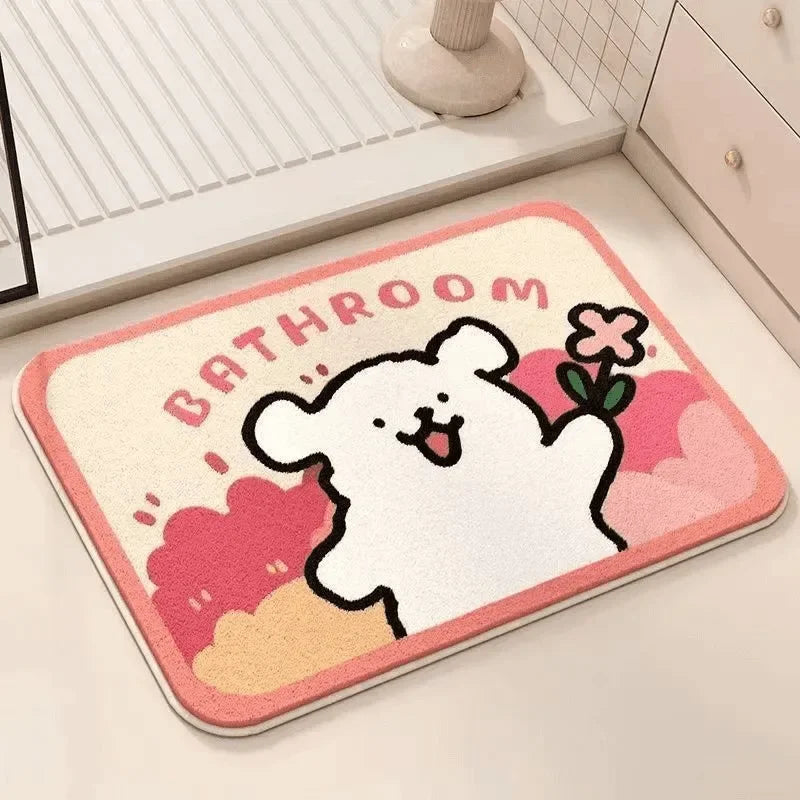 tapis sol décoratif mignon motif cartoon animaux fleurs doux absorbant salle bain maison
