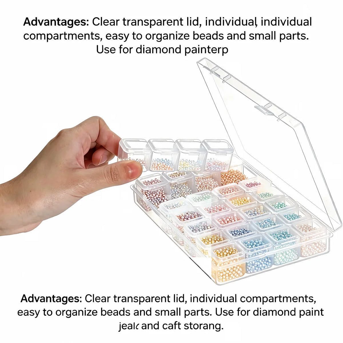 boîte rangement multi compartiments transparente compartiments colorés poignées organisation accessoires broderie modernes