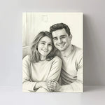 Dessin personnalisé noir blanc réaliste cadre mural 20x30cm 40x60cm artiste erotique famille amis couple