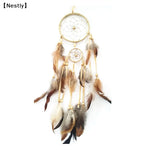attrape rêves traditionnel plumes noir bleu beige marron gris decoration interieur artisanal