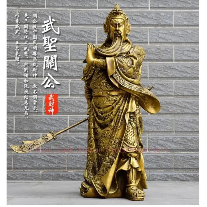 statue or chinoise feng shui personnage armure dragon motifs floraux traditionnels asiatiques