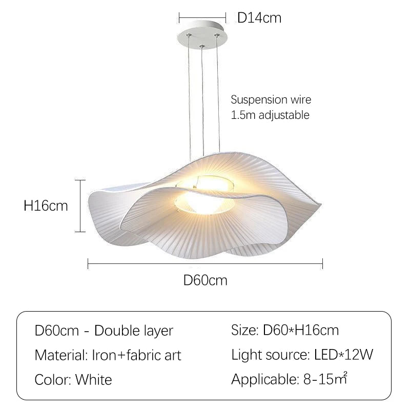 suspension lumineuse moderne blanche plissée opaque tringle led chambre salon