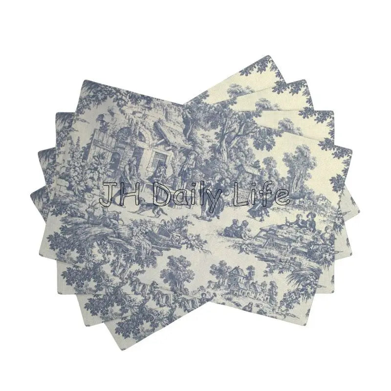 serviettes table toile jouy bleu clair classiques résistantes 12x18 pouces vintage