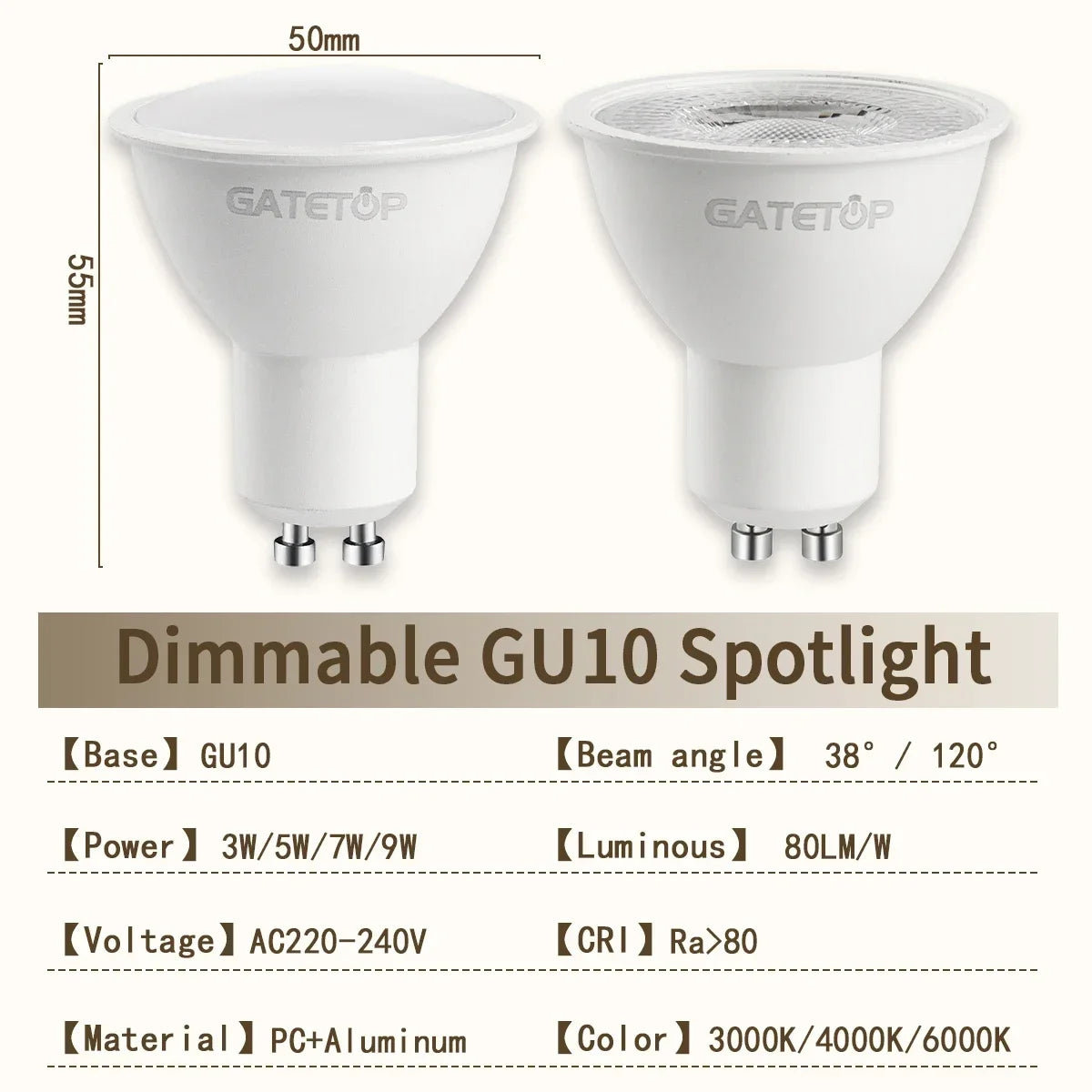 lot spots led gu10 blanc chaud froid éclairage encastré intérieur moderne