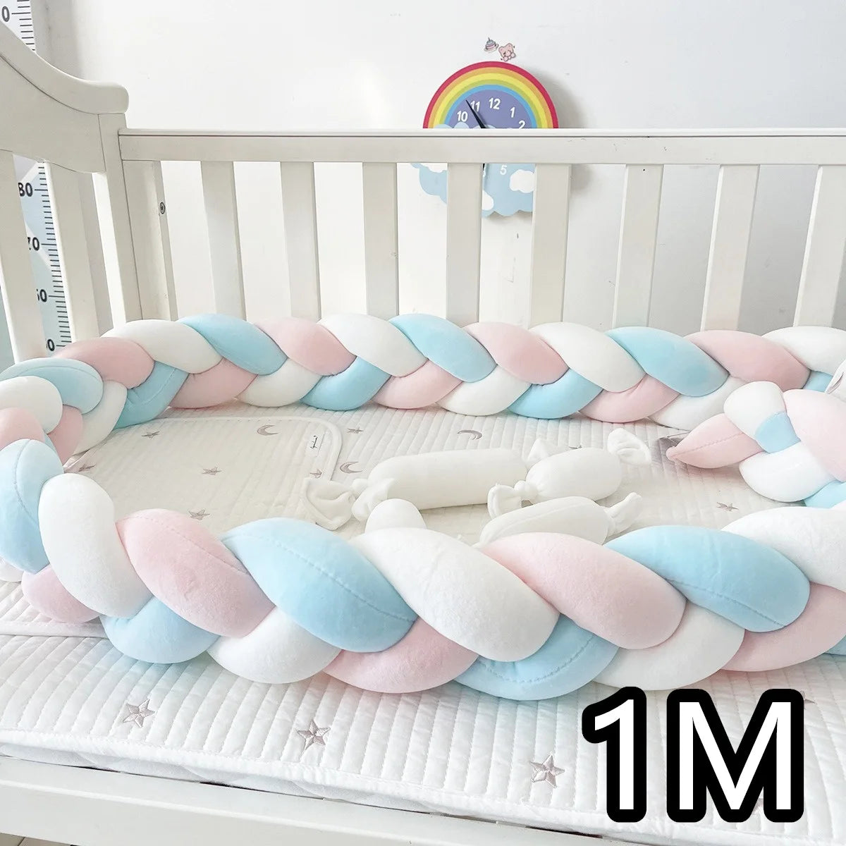 coussin lit tressé berceau bébé protection lit enfant doux blanc rose gris