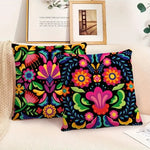 taies d'oreiller imprimées fleurs colorées moderne polyester noir 45x45cm 60x60cm decoration salon