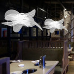 Suspension lumineuse moderne ampoules led blanc gris foncé floral abstraite semi transparente 72cm