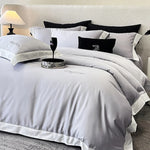 parure lit luxe coton lyocell satiné housse couette drap plat taies oreillers blanc