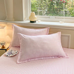 taies d'oreiller classiques carreaux blancs vert olive rose jaune non toxiques environnement polyester haute